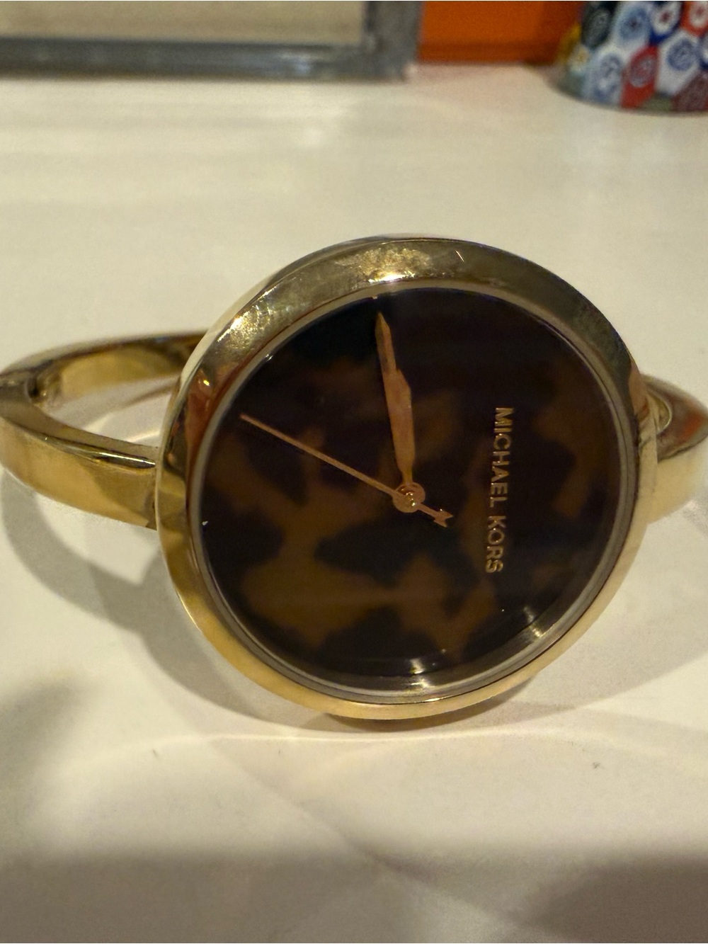 Michael Kors Gold Tortoise-Pattern Bangle Watch